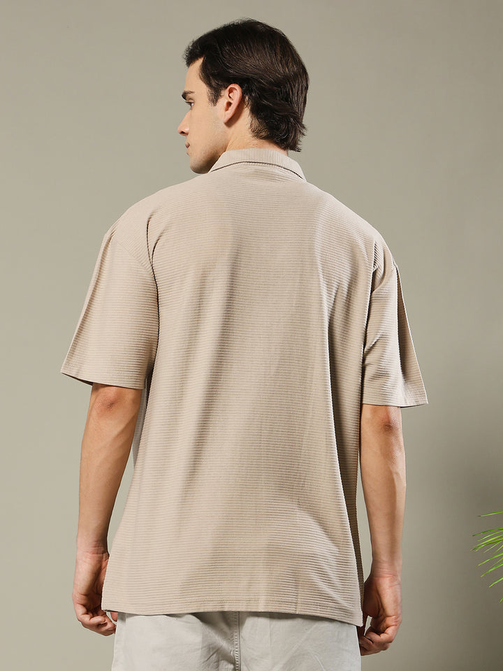 Mens Half Sleeve Resort Shirt - Beige