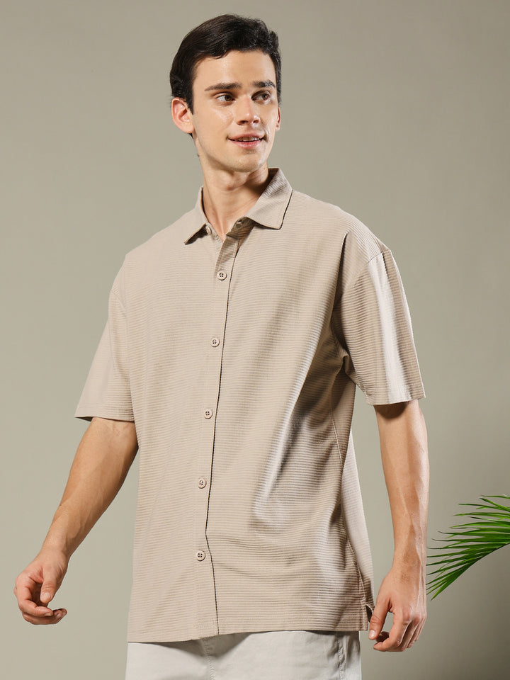 Mens Half Sleeve Resort Shirt - Beige