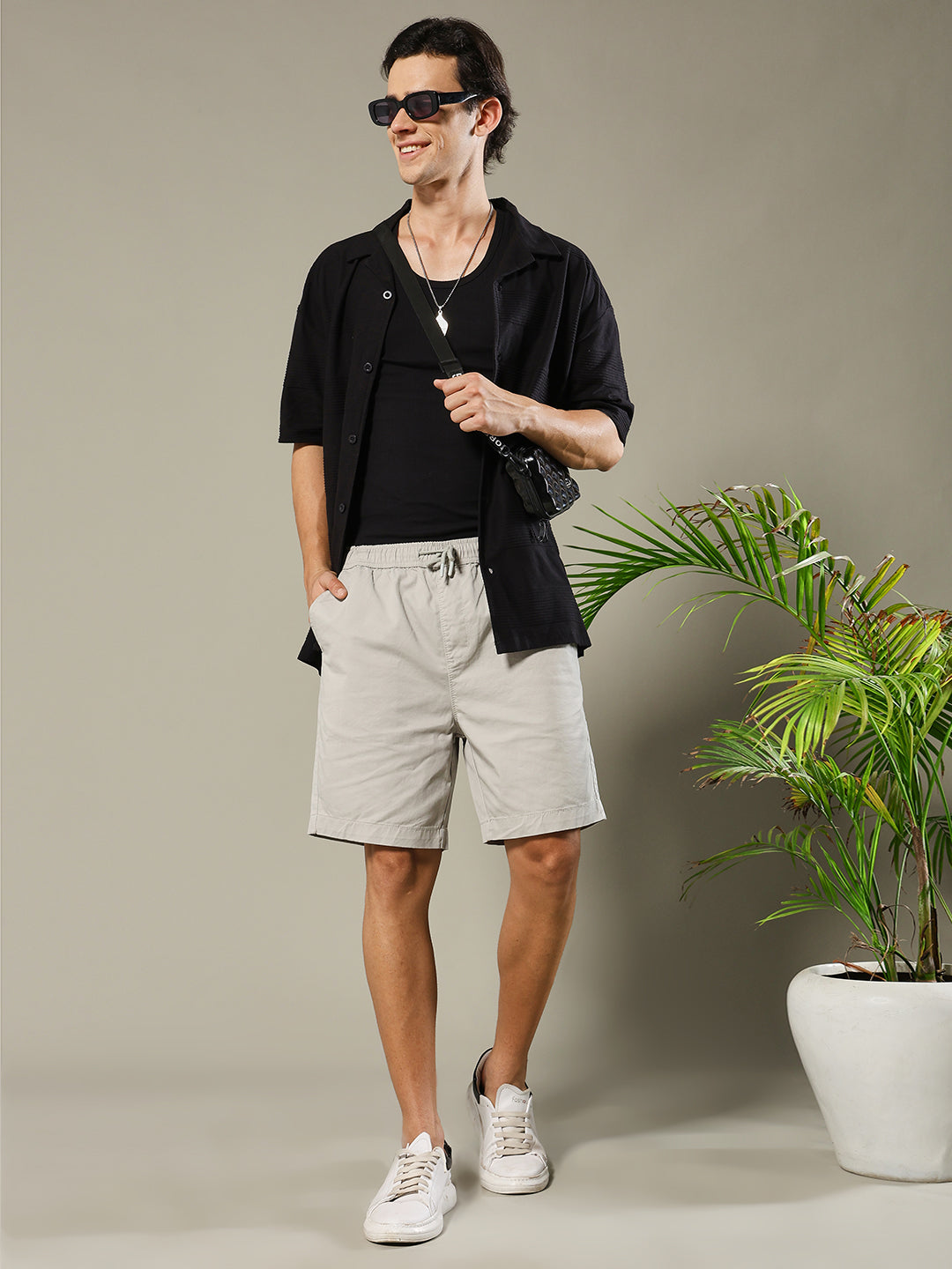 Mens Half Sleeve Resort Shirt - Black