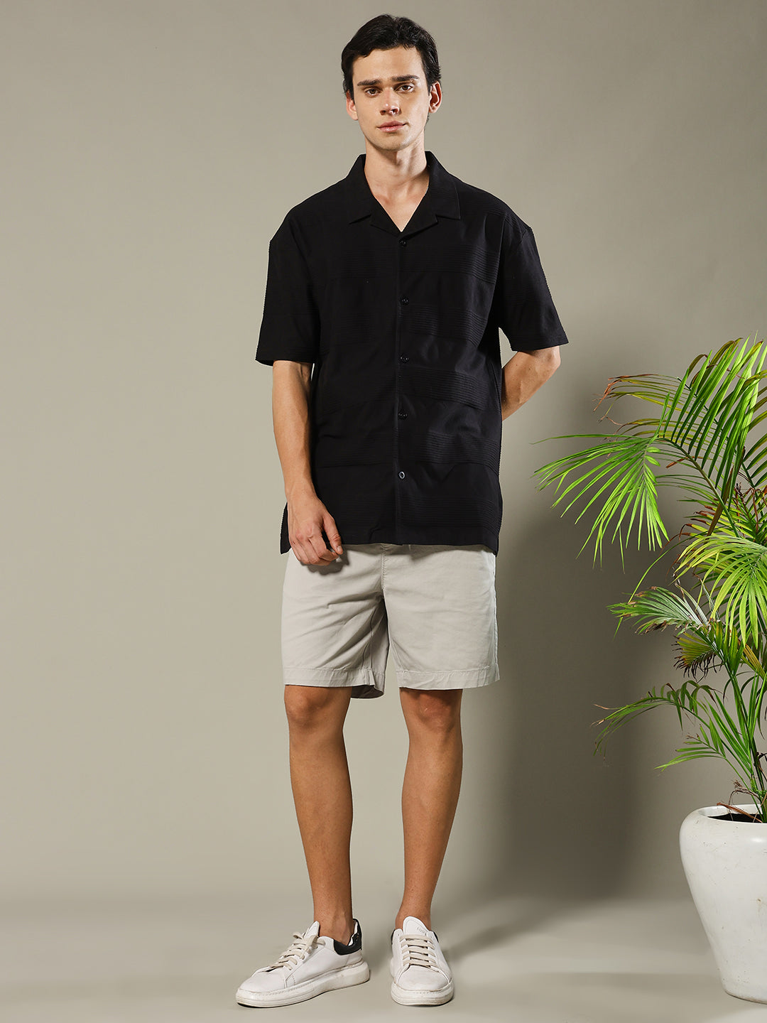 Mens Half Sleeve Resort Shirt - Black