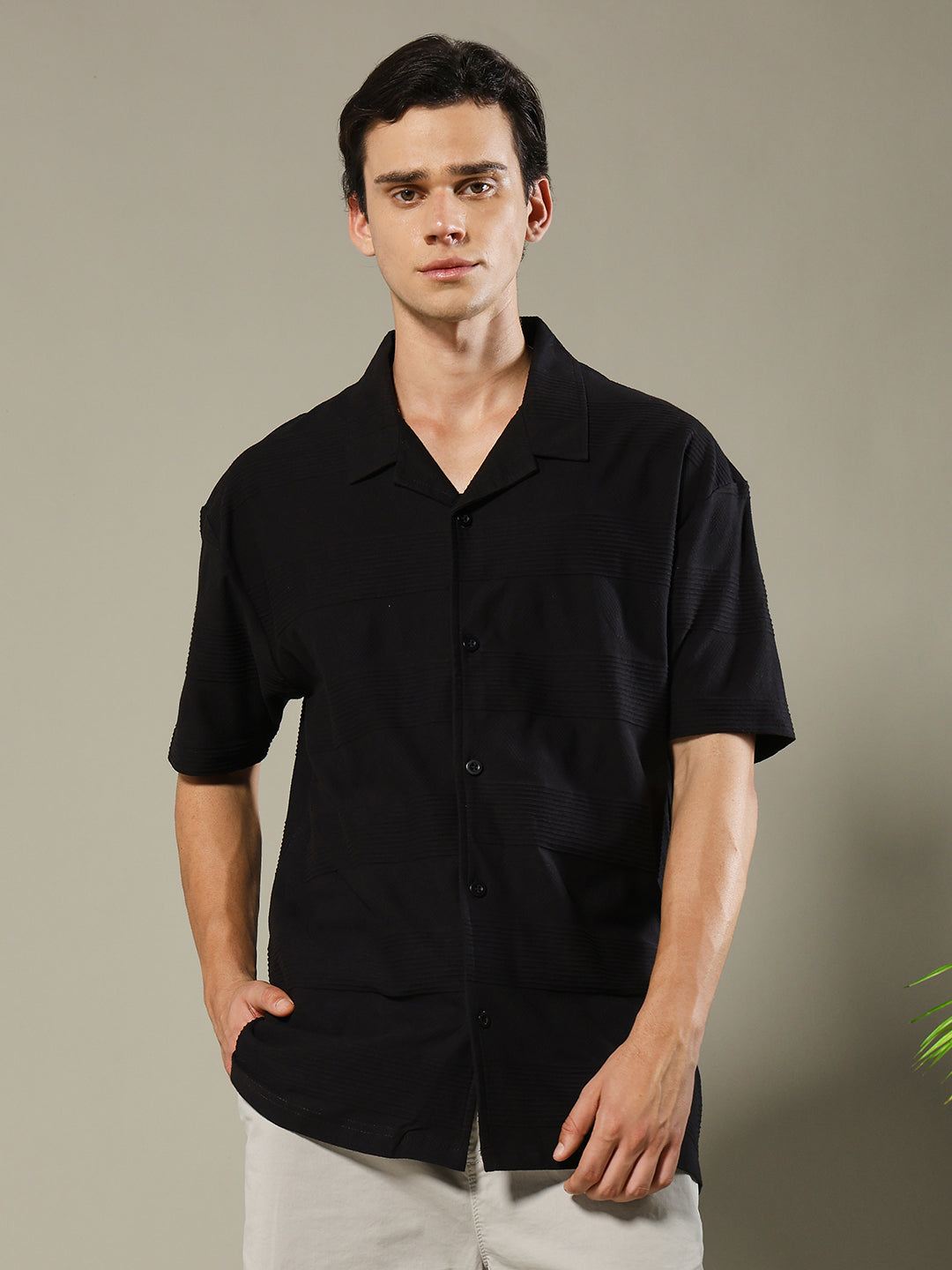 Mens Half Sleeve Resort Shirt - Black