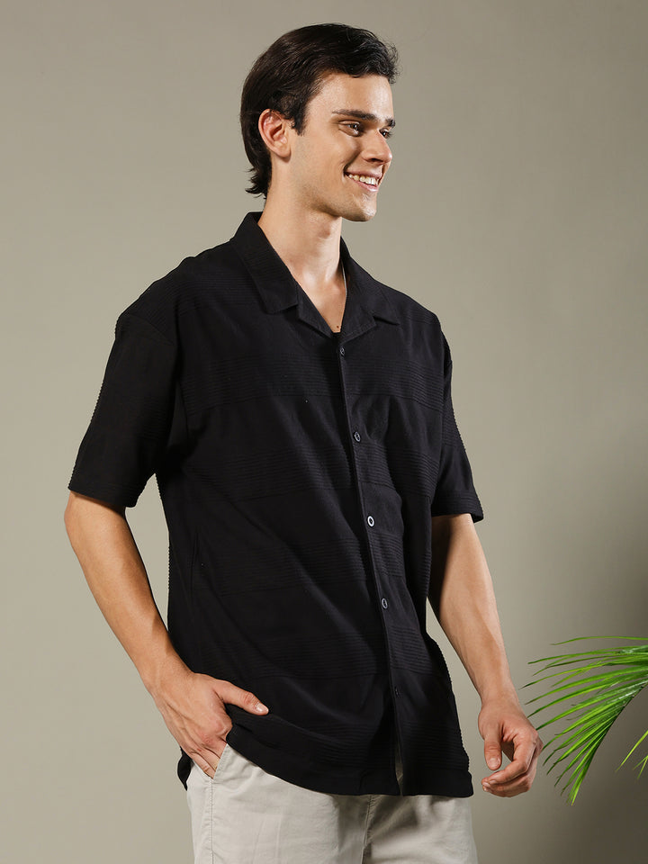 Mens Half Sleeve Resort Shirt - Black