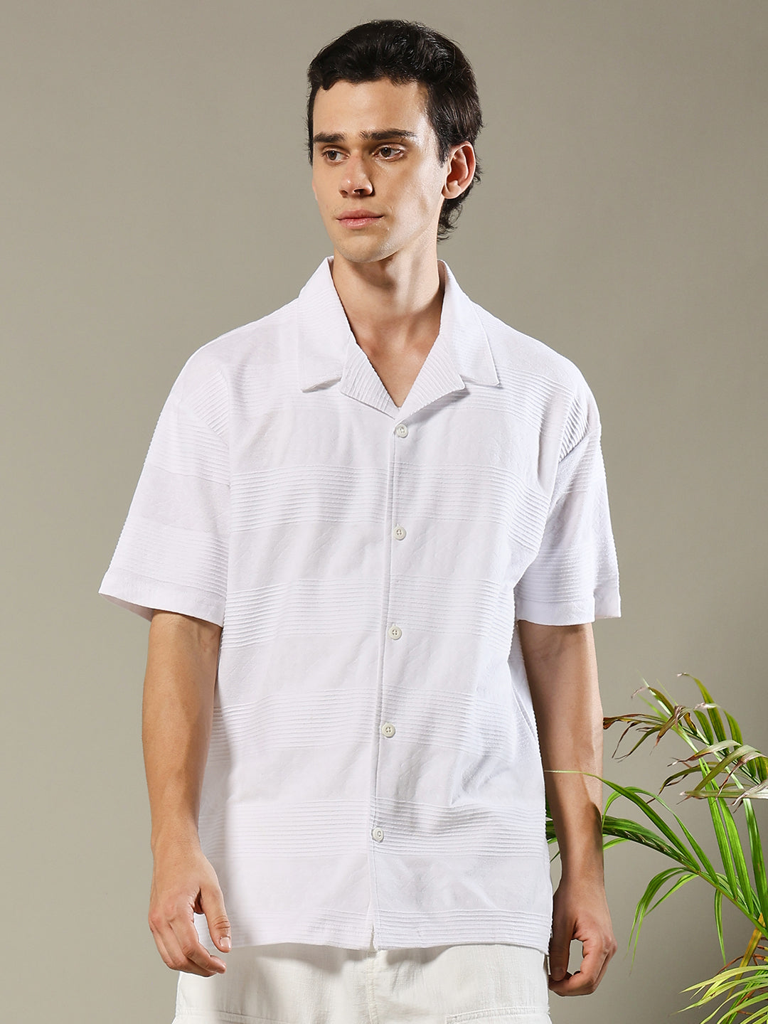 Mens Half Sleeve Resort Shirt - White