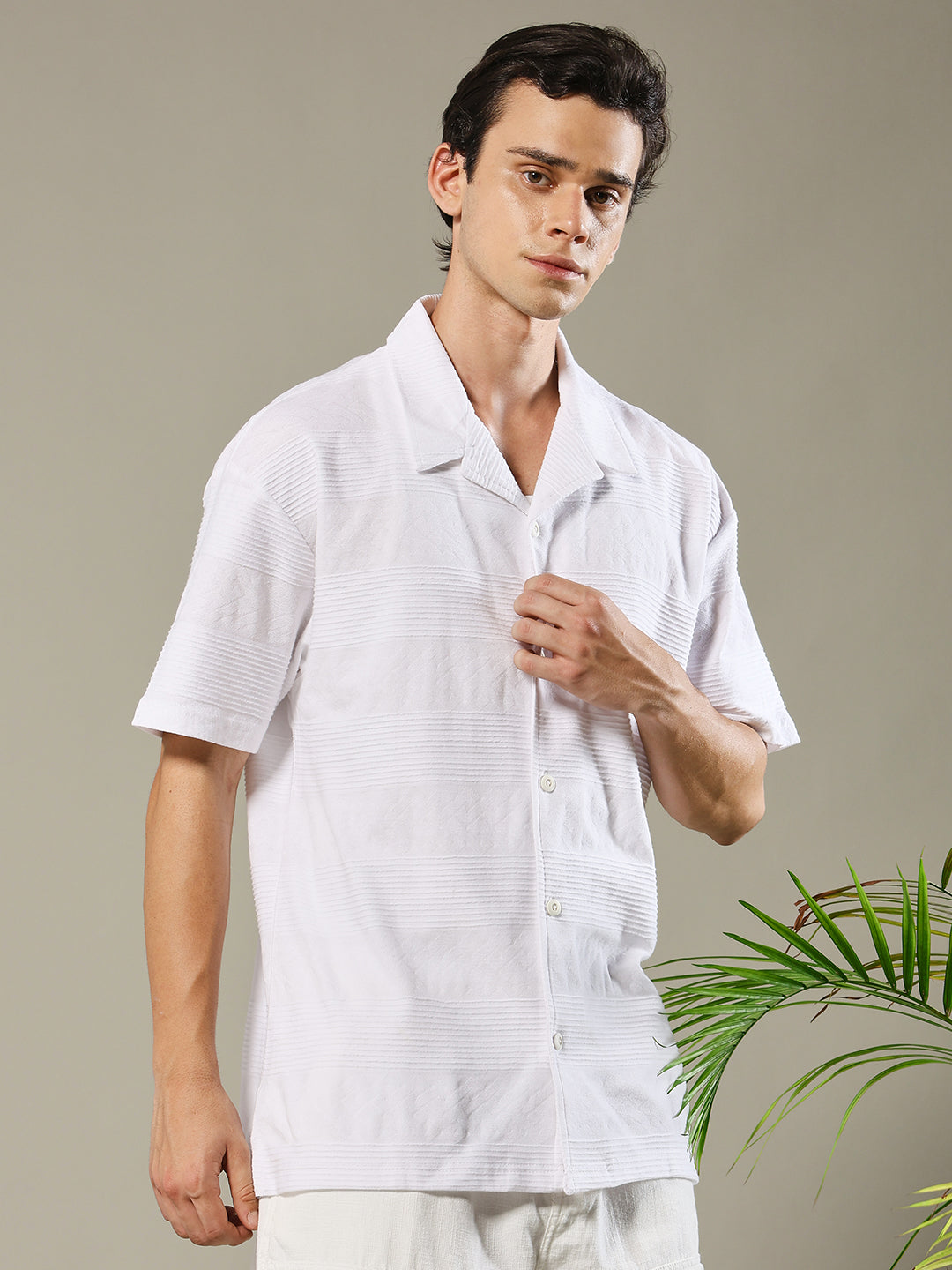 Mens Half Sleeve Resort Shirt - White