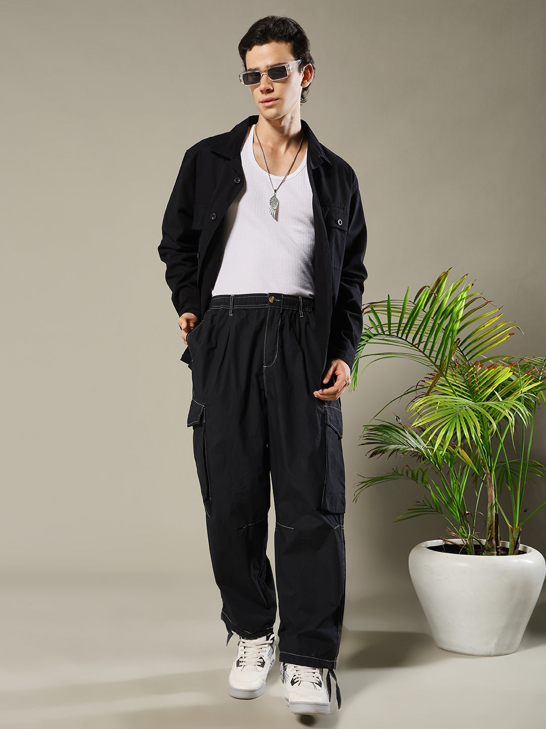 Solid Men Shacket - Black