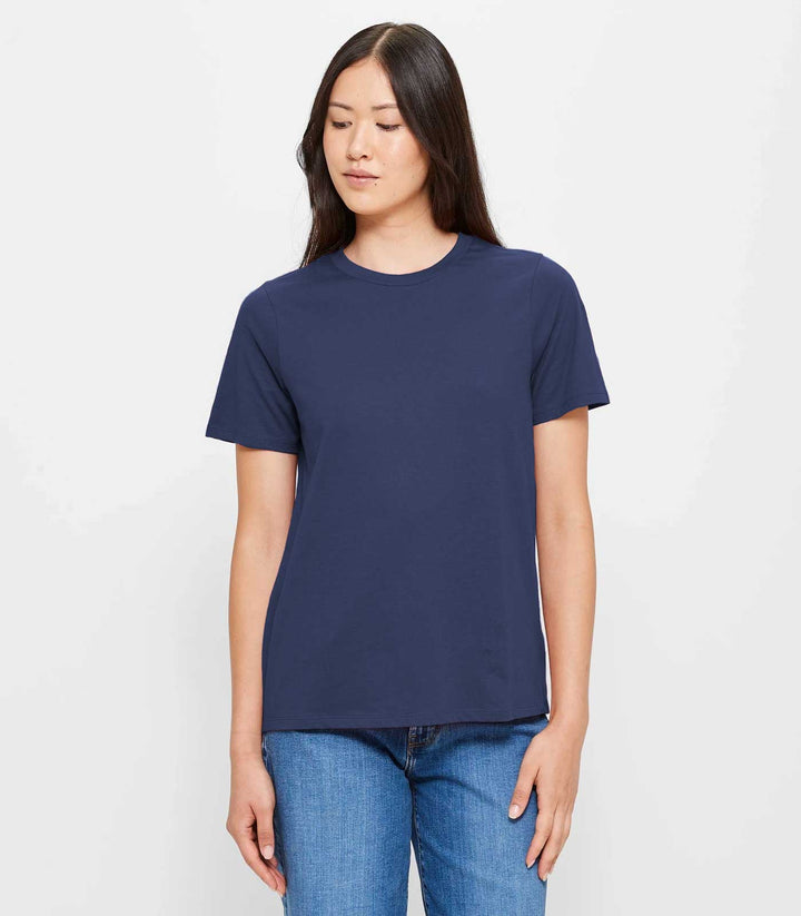 Women Solid Half Sleeve T-Shirt - Classic Navy