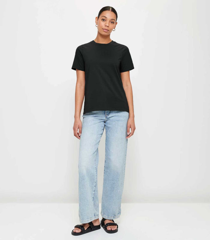 Women Solid Half Sleeve T-Shirt - Black