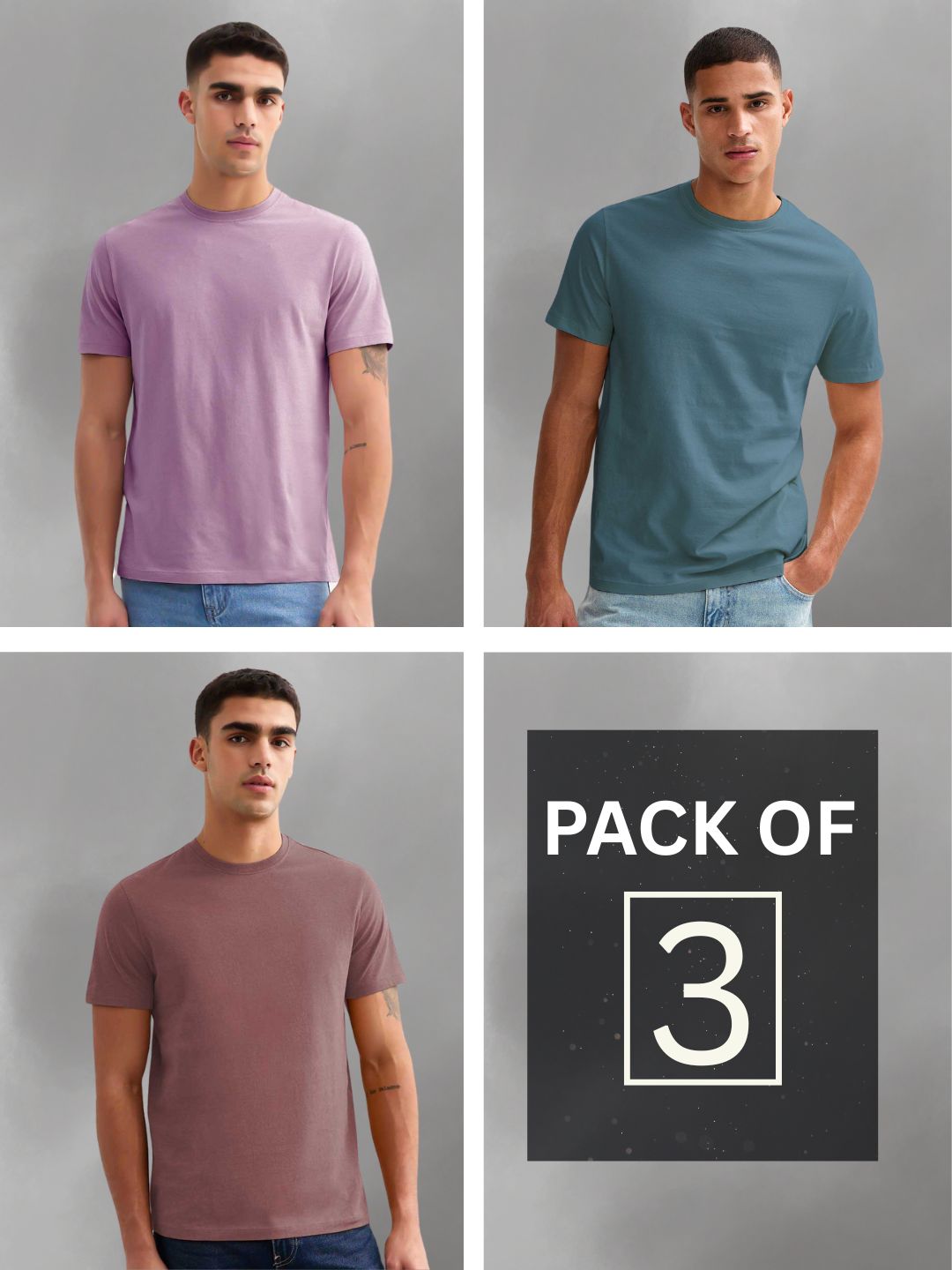 Solid Half Sleeve T-Shirt Men Combo - Pack of 3