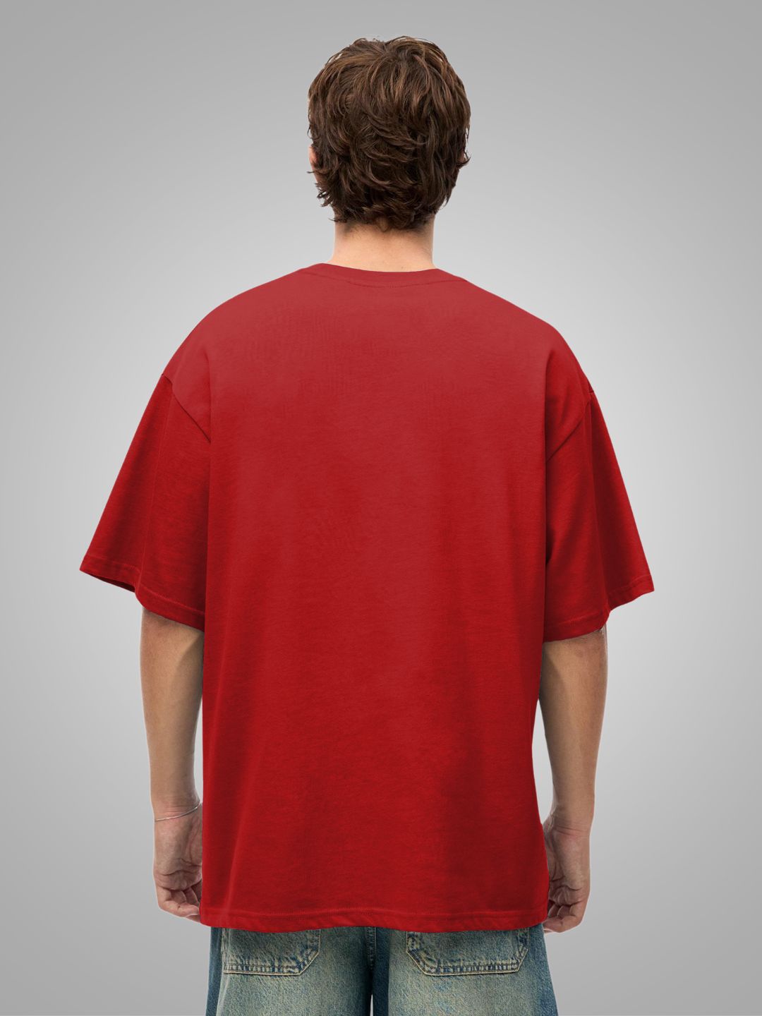Solid Men Oversized T-Shirt - Candy Red