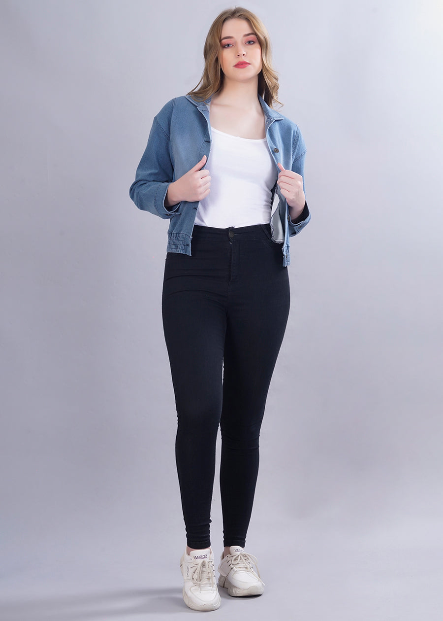 The Rolling Stones Printed Cropped Women's Denim Jacket | Pronk