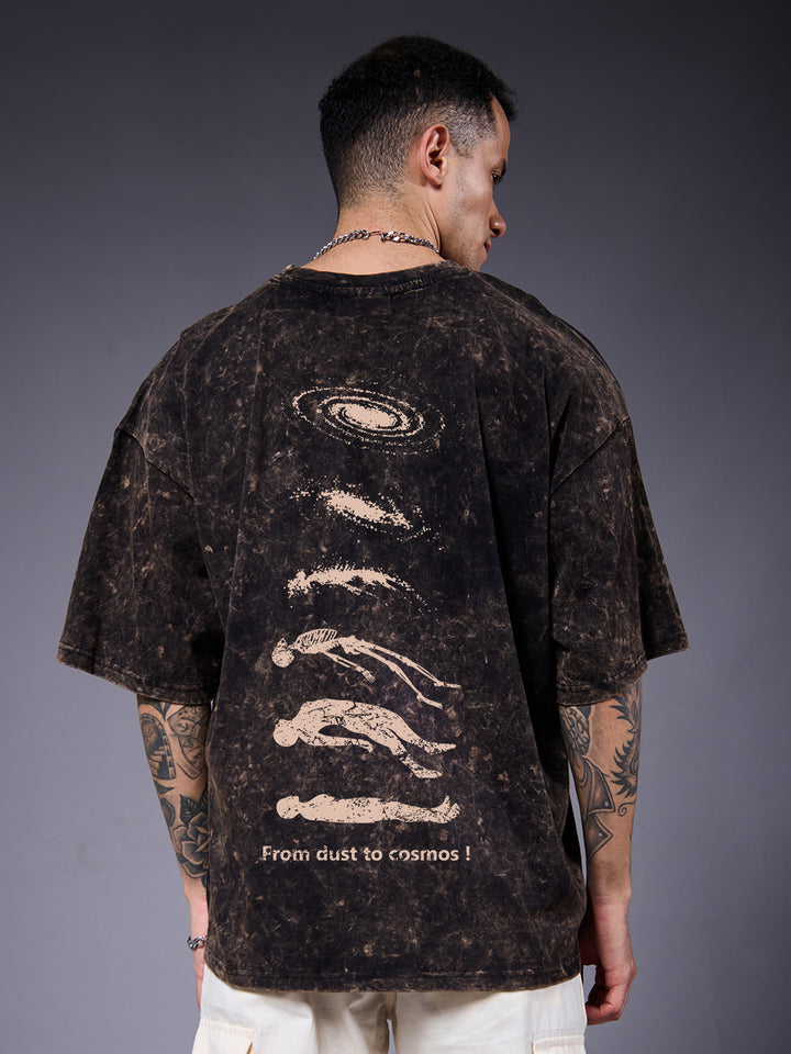 Evolve Men Retro Wash Printed Oversized T-Shirt