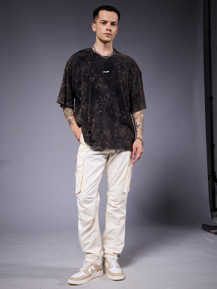 Evolve Men Retro Wash Printed Oversized T-Shirt