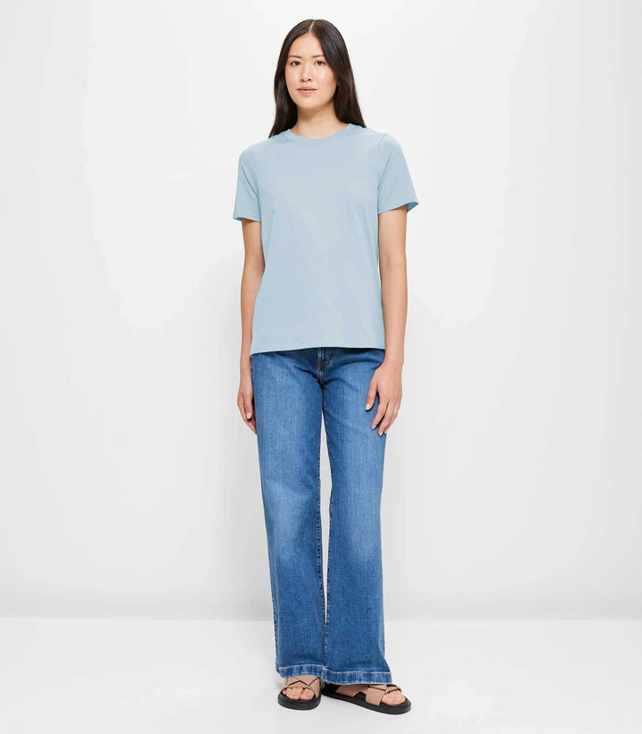 Women Solid Half Sleeve T-Shirt - Sky