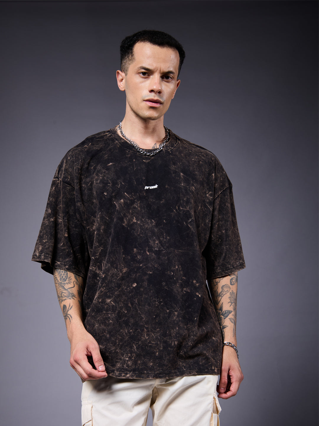 Evolve Men Retro Wash Printed Oversized T-Shirt