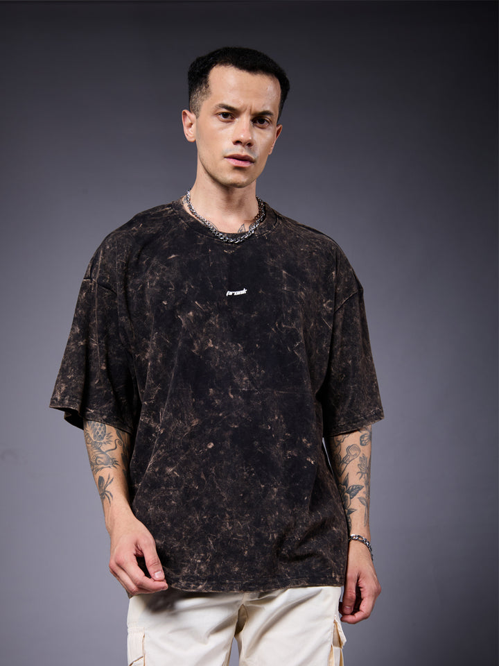 Evolve Men Retro Wash Printed Oversized T-Shirt