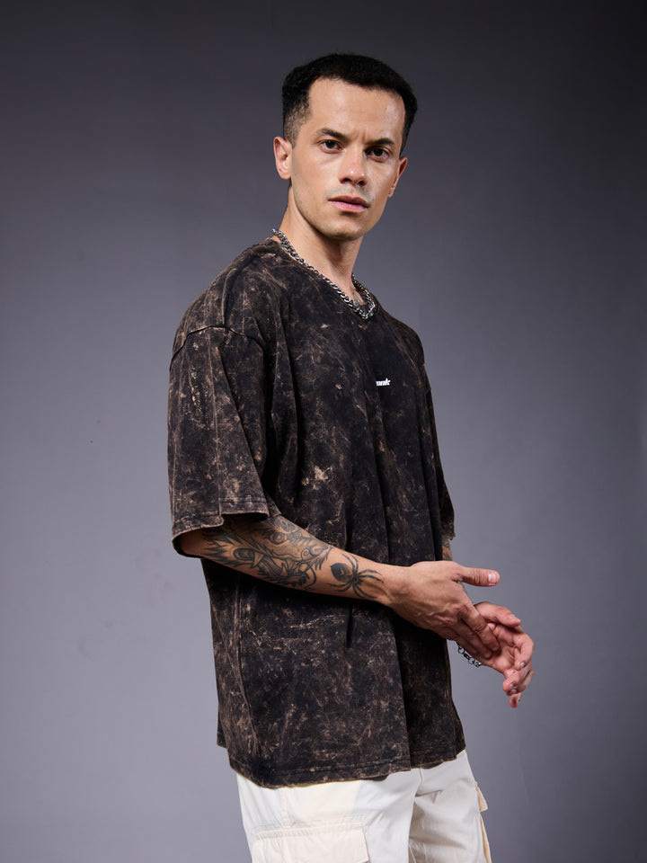 Evolve Men Retro Wash Printed Oversized T-Shirt