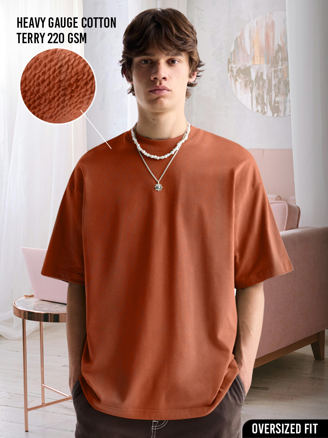 Pronk Solid Men Premium Oversized Terry T-shirt