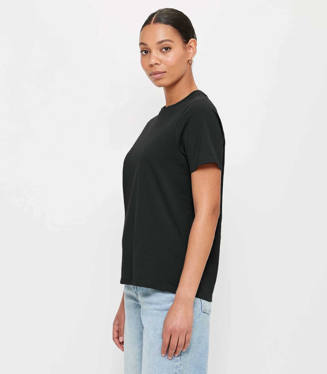 Women Solid Half Sleeve T-Shirt - Black