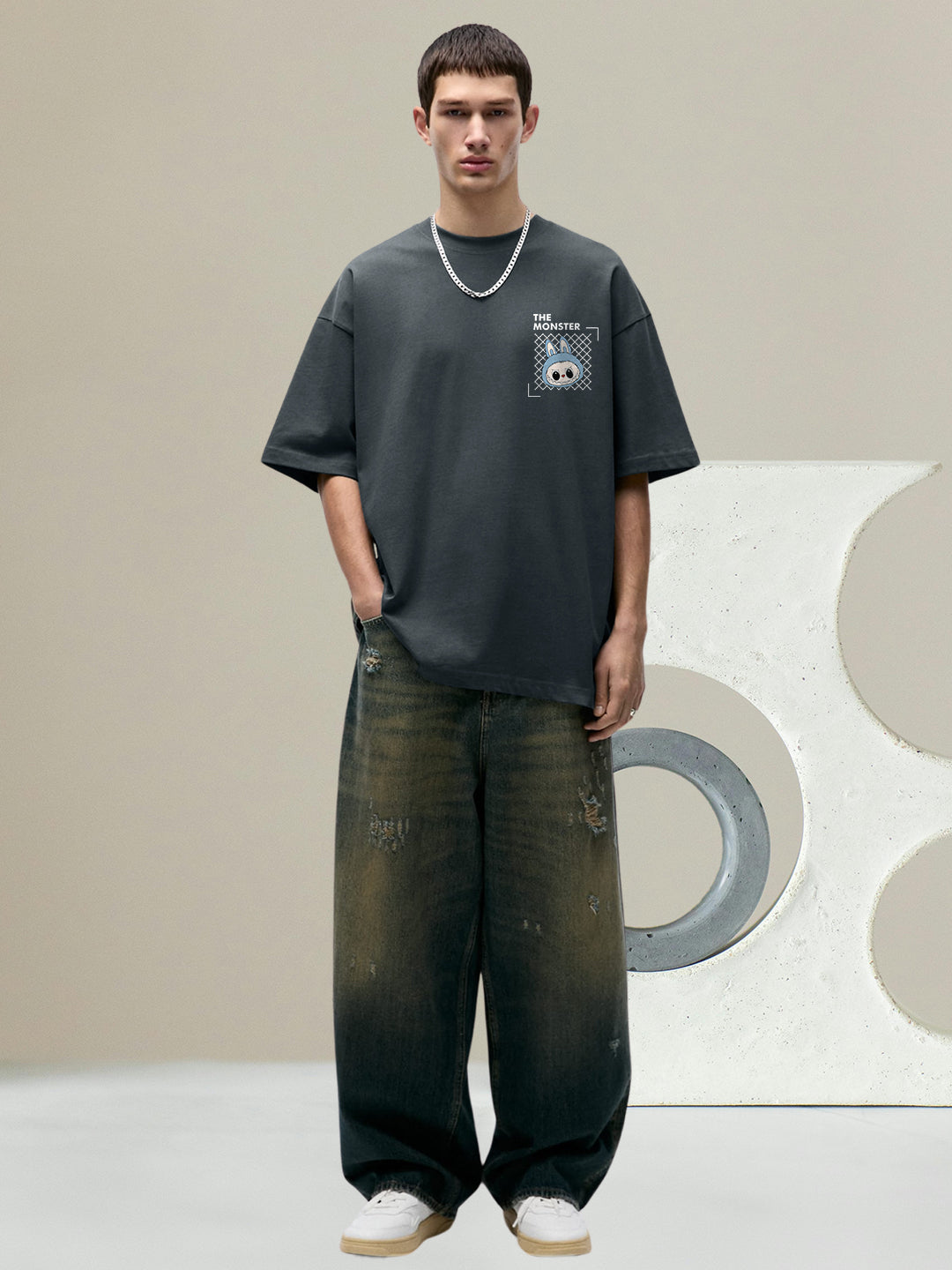 Urban Beast Men Printed Oversized T-Shirt