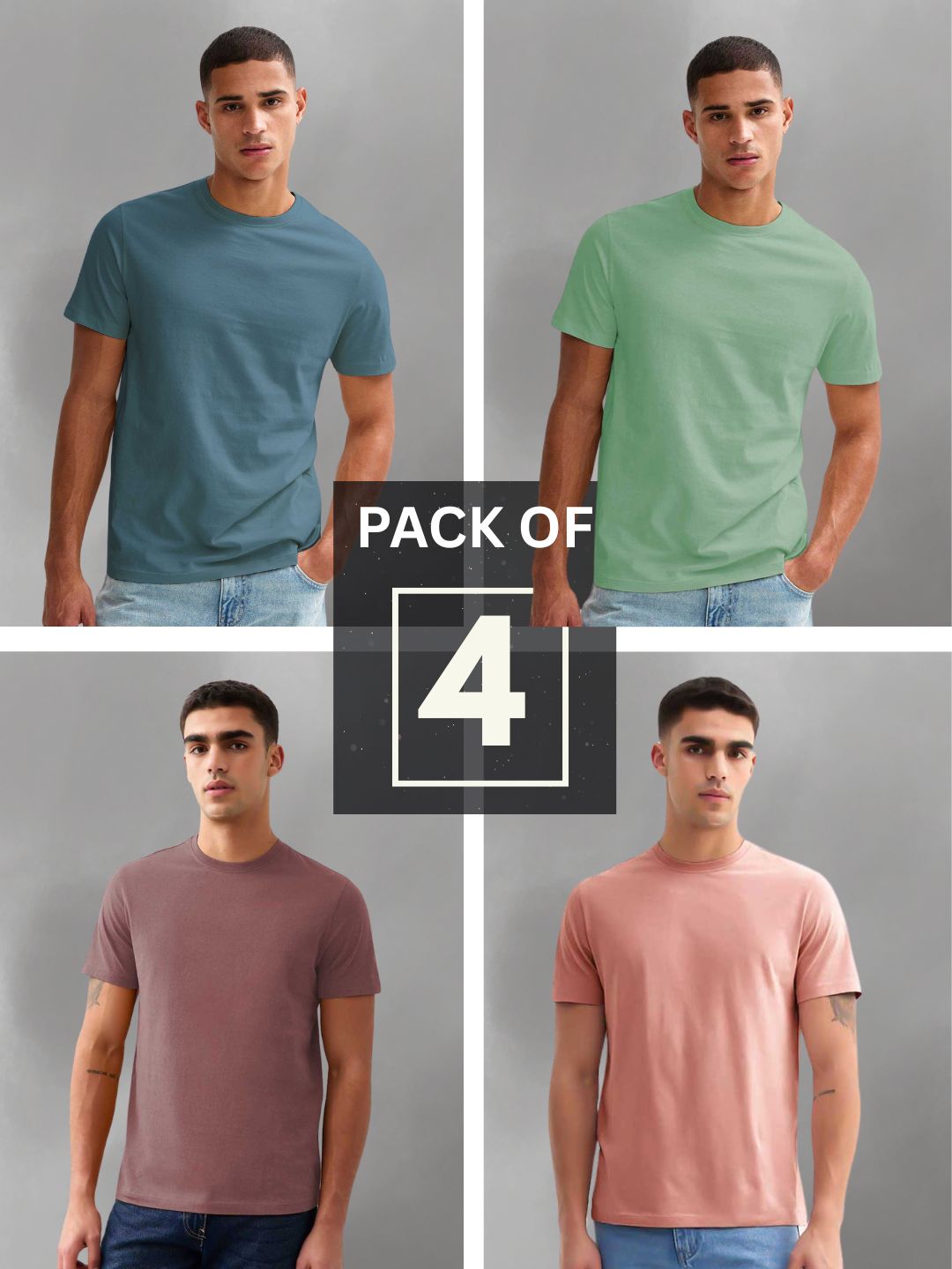 Solid Half Sleeve T-Shirt Men Combo - Pack of 4