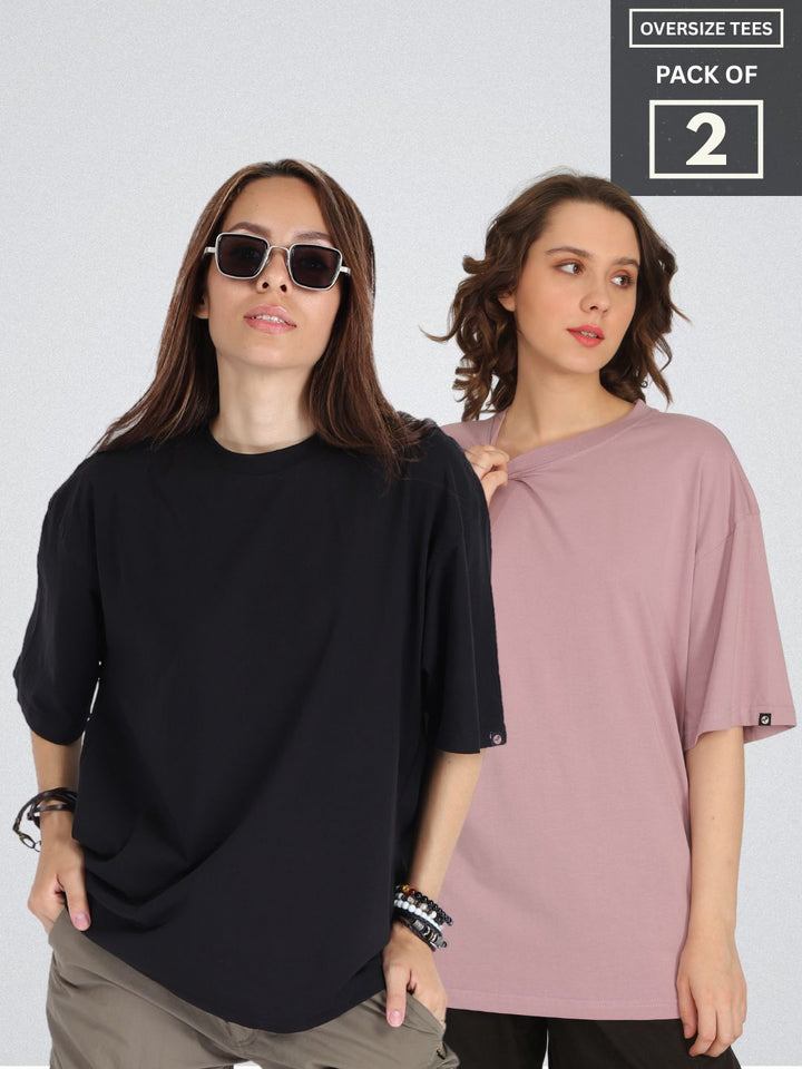 Solid Oversized T-Shirt Women Combo - Pack of 2