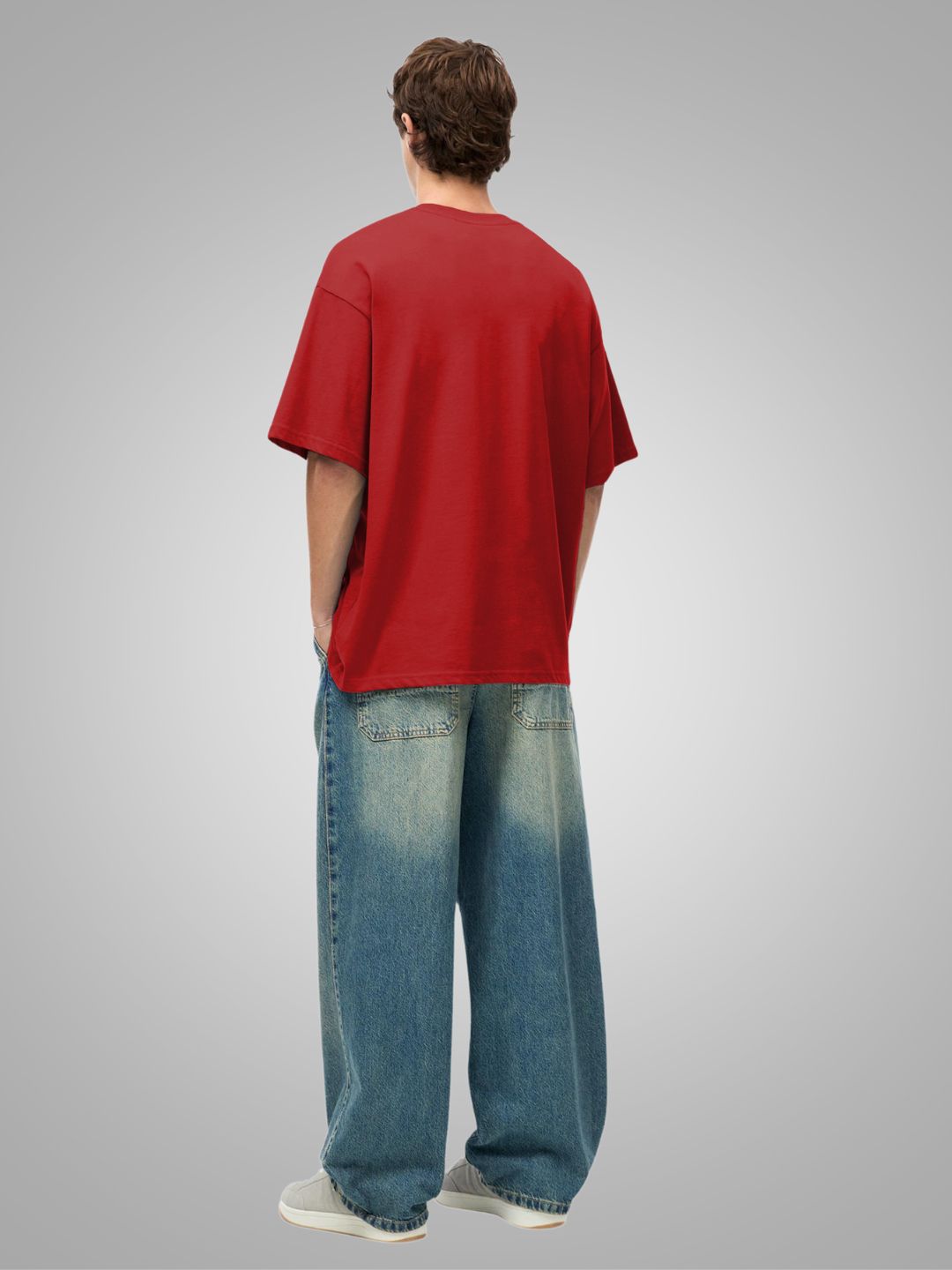 Solid Men Oversized T-Shirt - Candy Red