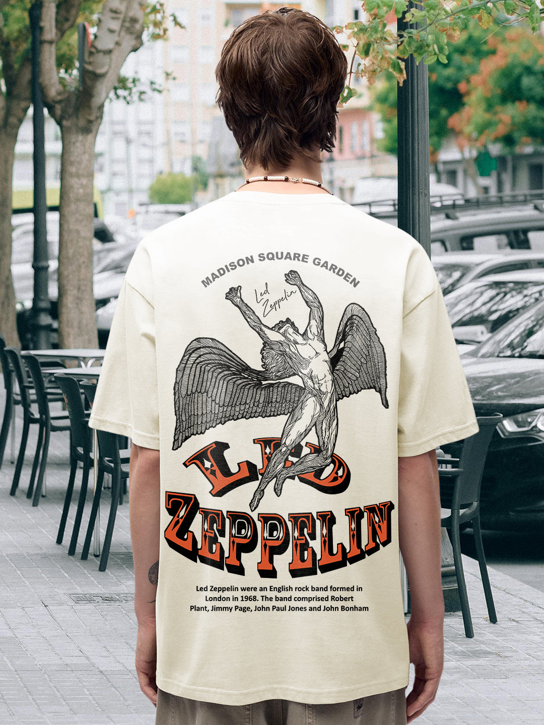 Flying Zeppelin Men Printed Terry Oversized  T-Shirt