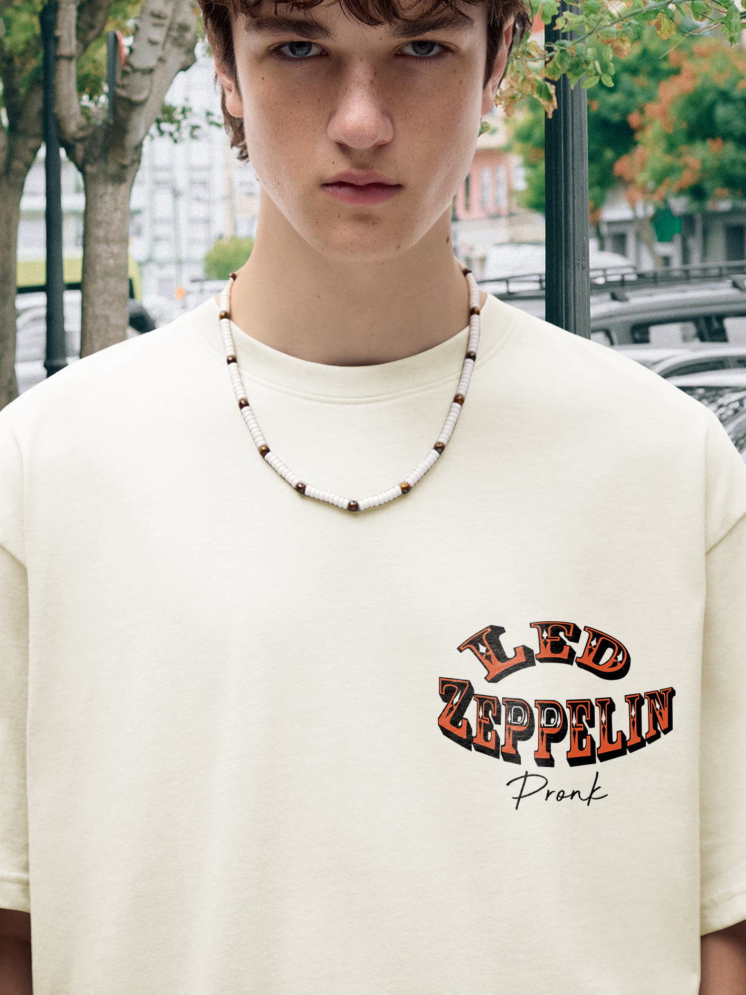 Flying Zeppelin Men Printed Terry Oversized  T-Shirt