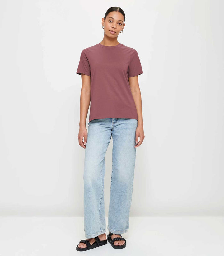 Women Solid Half Sleeve T-Shirt - Mauve Taupe