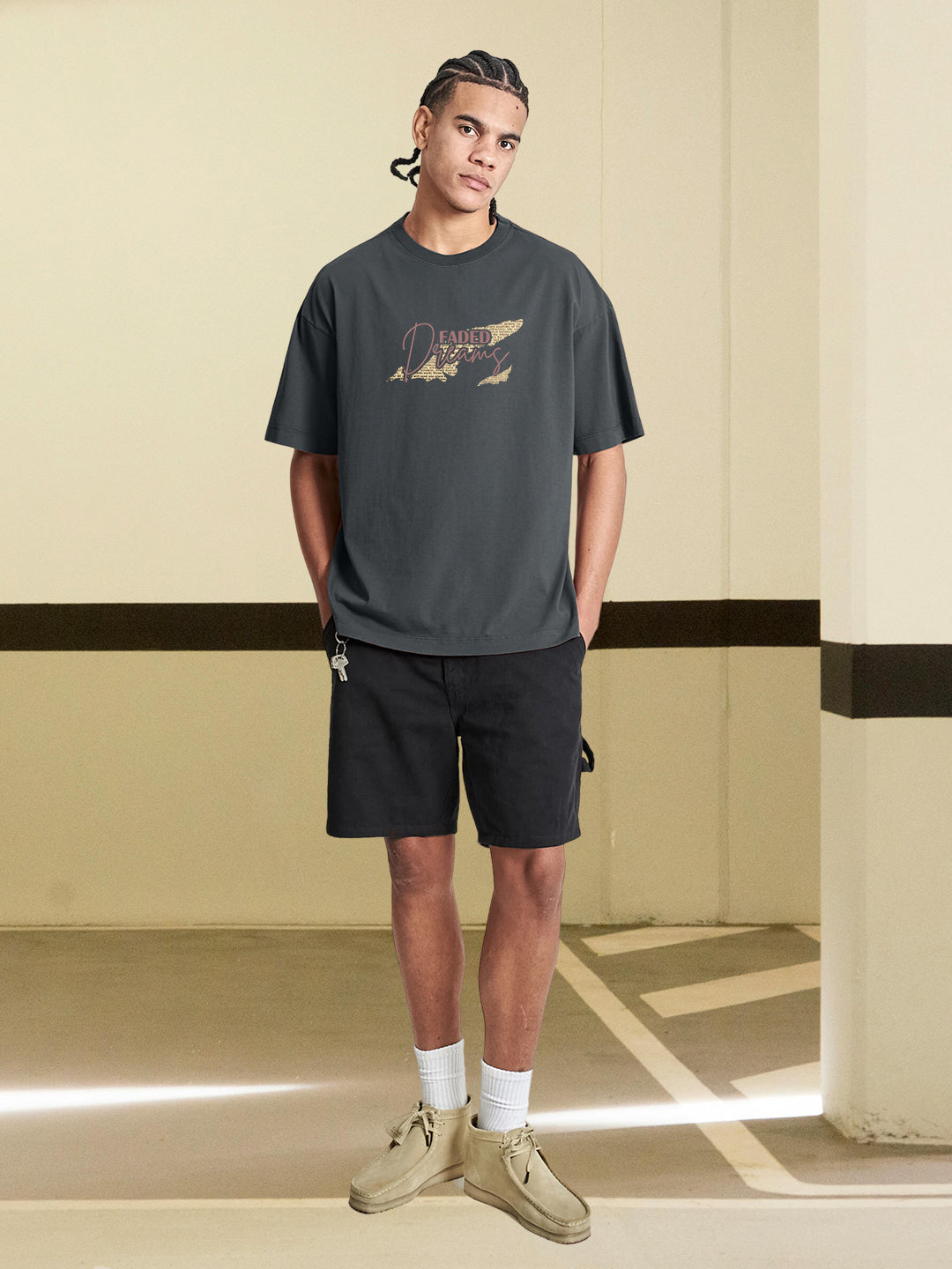 FADED DREAMS Men Printed Oversized T-Shirt
