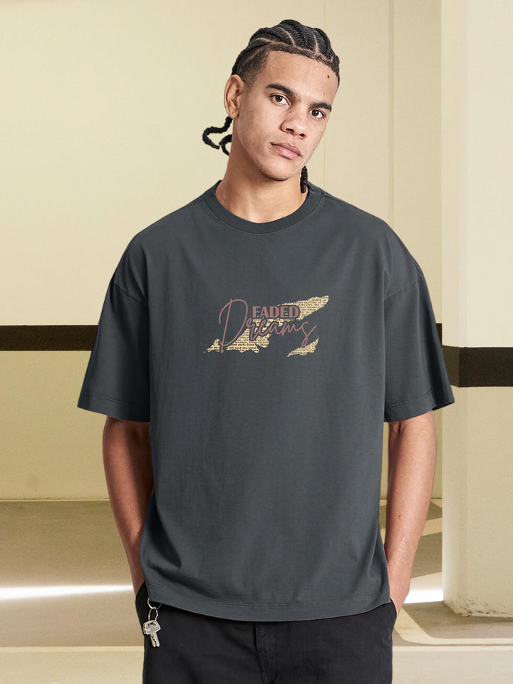 FADED DREAMS Men Printed Oversized T-Shirt