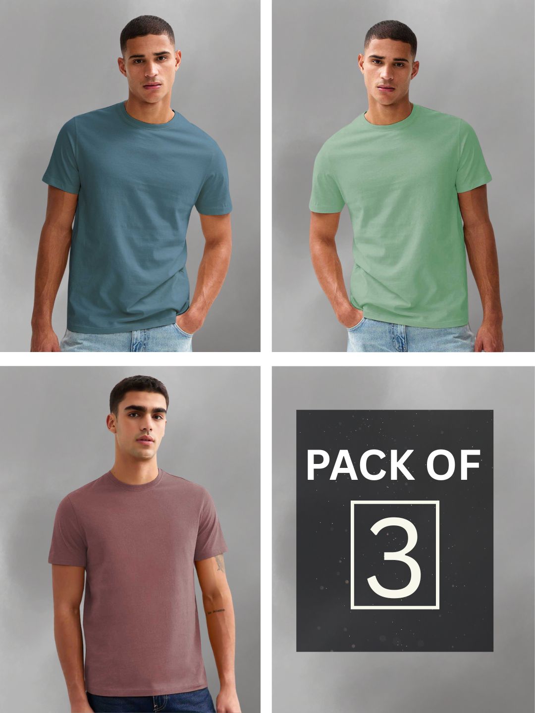Solid Half Sleeve T-Shirt Men Combo - Pack of 3