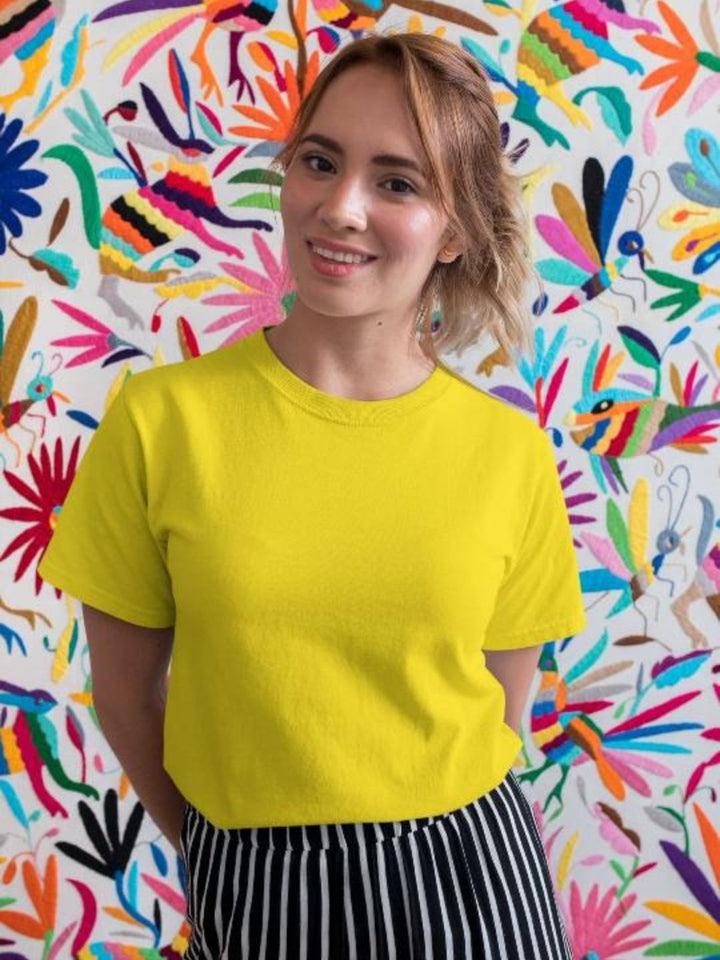 Women Solid Half Sleeve T-Shirt - Pineapple Yellow