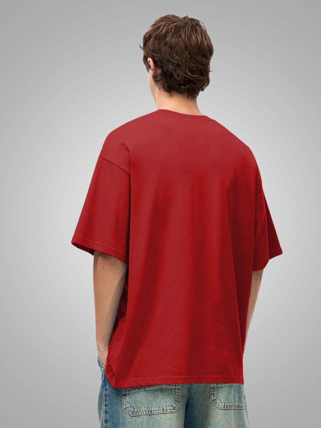 Solid Men Oversized T-Shirt - Candy Red