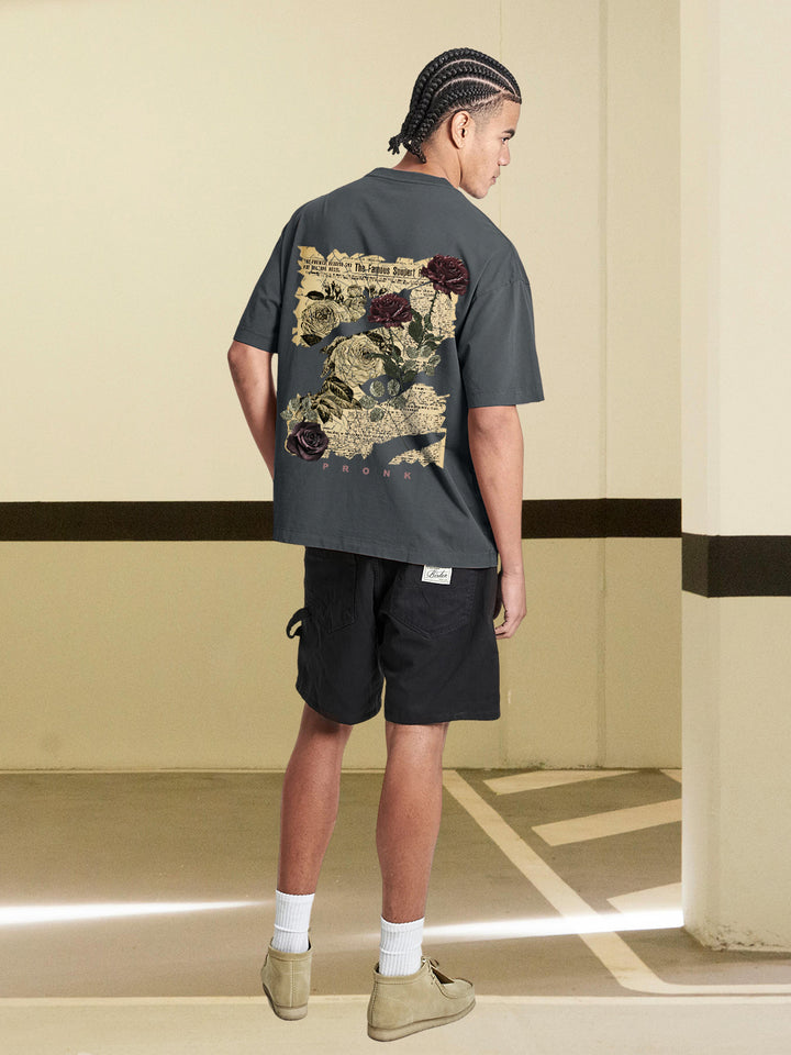 FADED DREAMS Men Printed Oversized T-Shirt