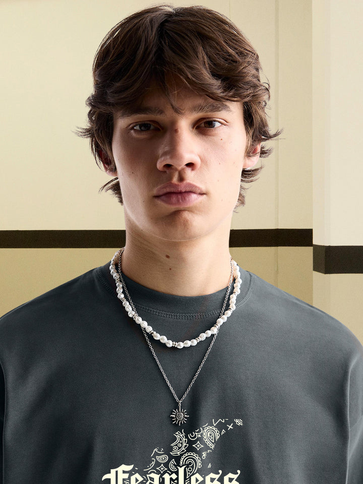 FEARLESS HEART Men Printed Oversized T-Shirt