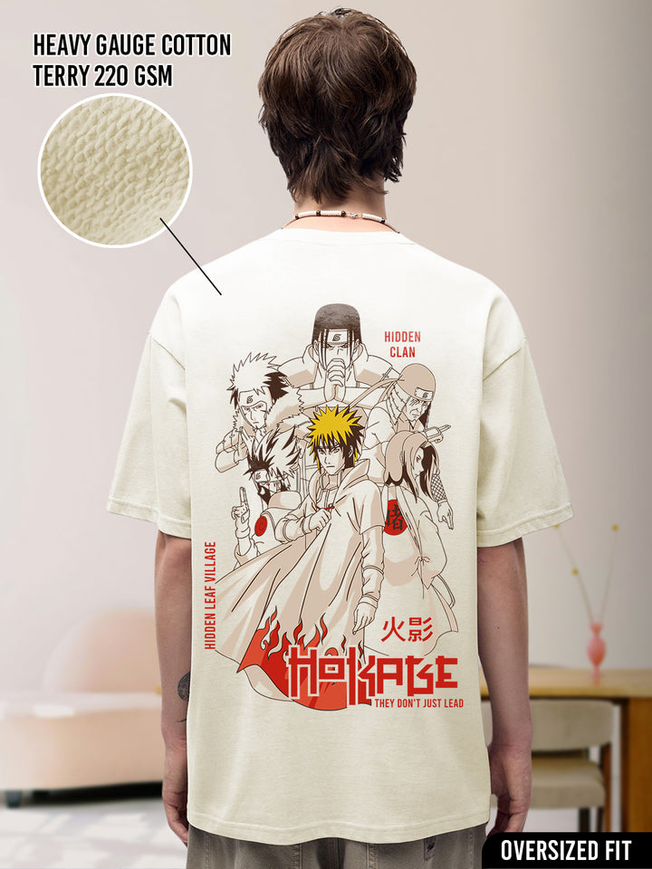 Leaf Hokage Men Printed Terry Oversized  T-Shirt