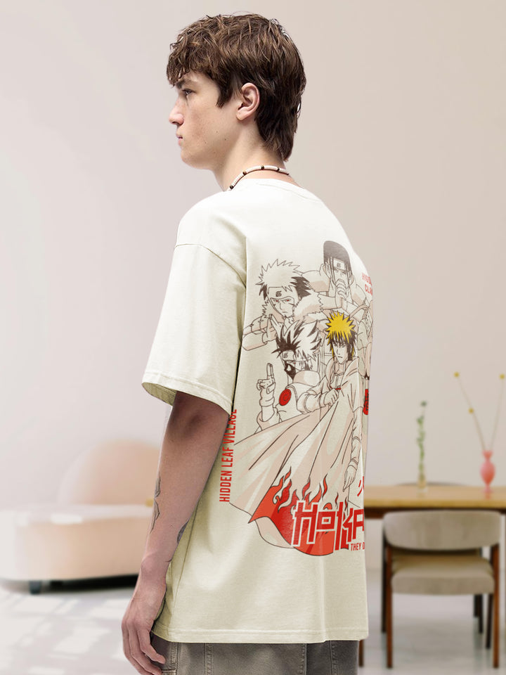 Leaf Hokage Men Printed Terry Oversized  T-Shirt
