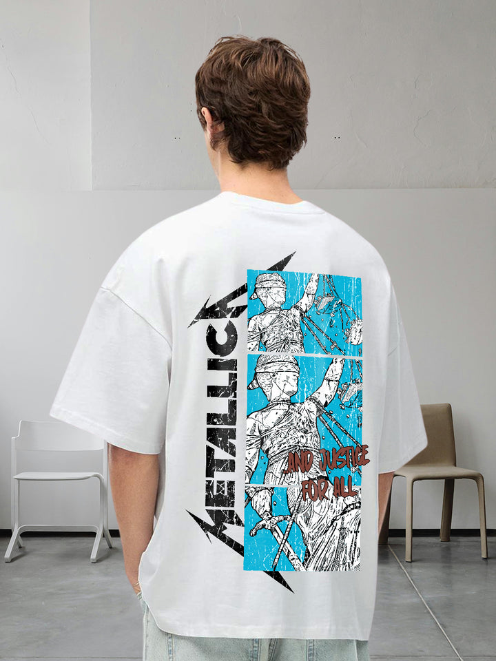 Justice Metallica Men Printed Oversized  T-Shirt