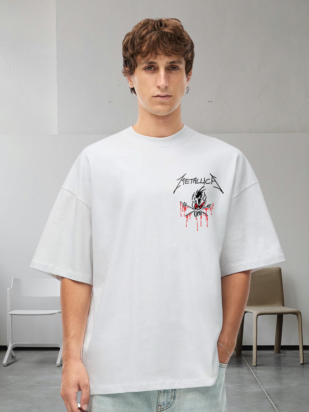 Justice Metallica Men Printed Oversized  T-Shirt