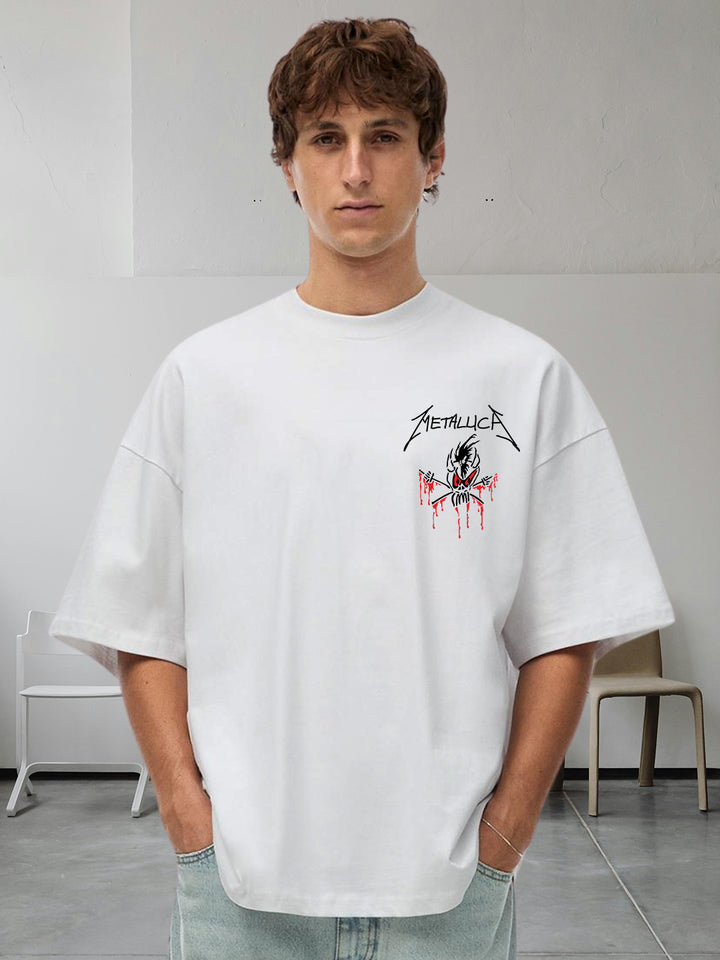Justice Metallica Men Printed Oversized  T-Shirt