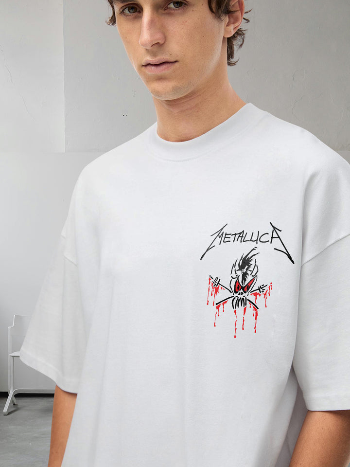 Justice Metallica Men Printed Oversized  T-Shirt