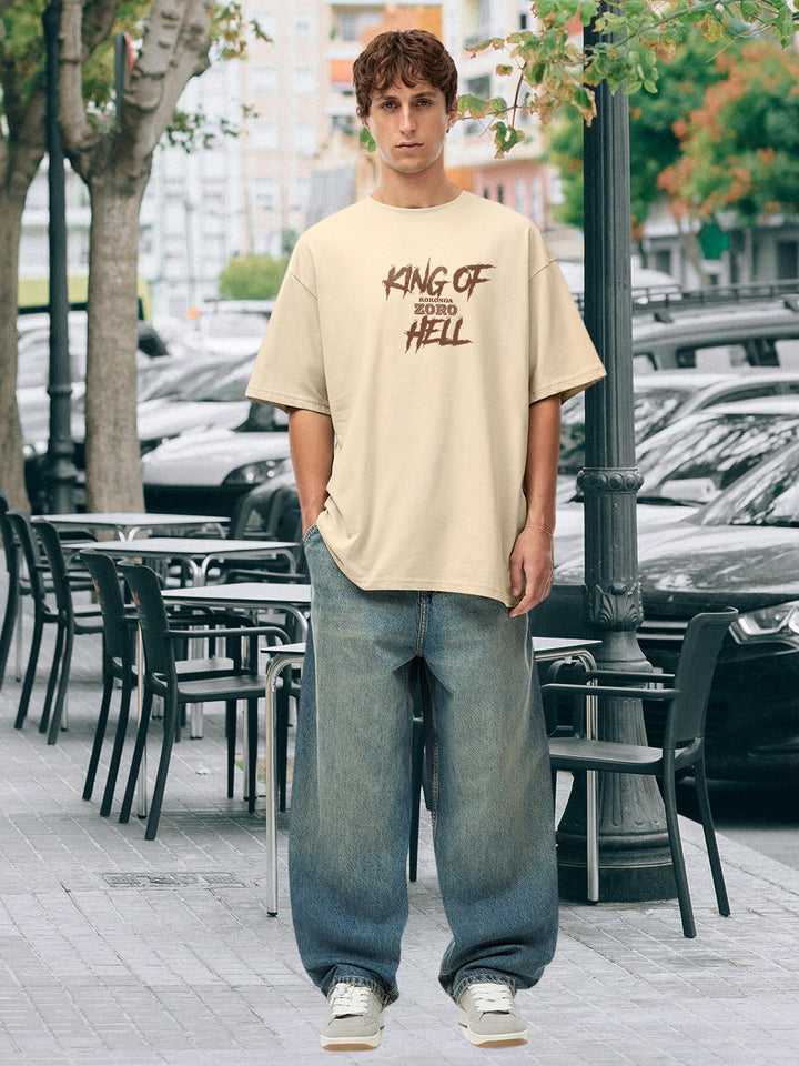 King Of Hell Men Printed Oversized T-Shirt