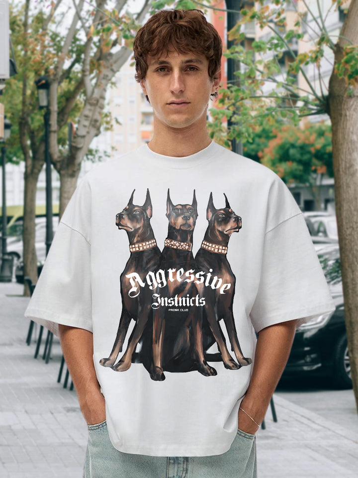 Aggressive Men Printed Oversized  T-Shirt