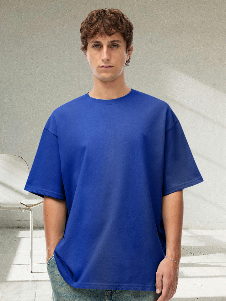 Solid Men Oversized T-Shirt - Blue