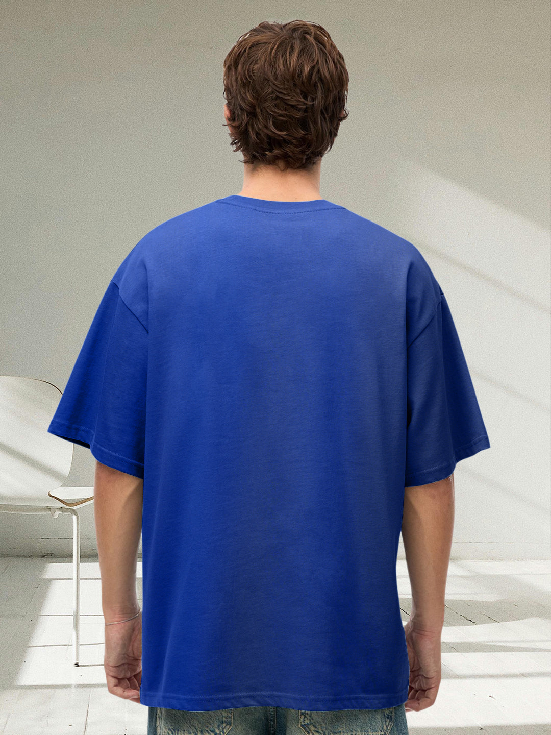 Solid Men Oversized T-Shirt - Blue