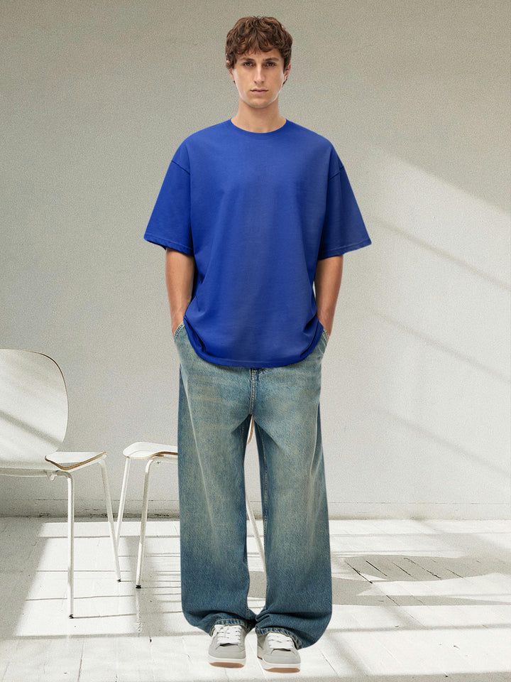 Solid Men Oversized T-Shirt - Blue