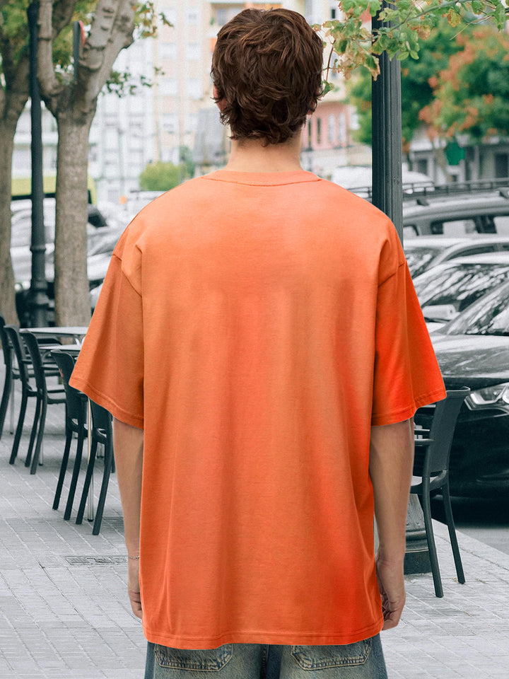 Solid Men Oversized T-Shirt - Orange