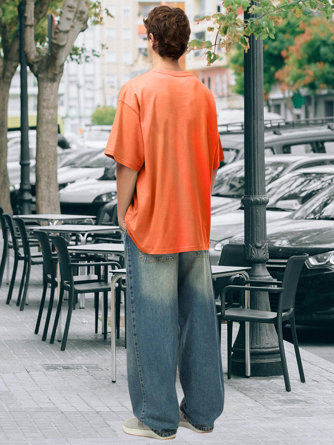 Solid Men Oversized T-Shirt - Orange