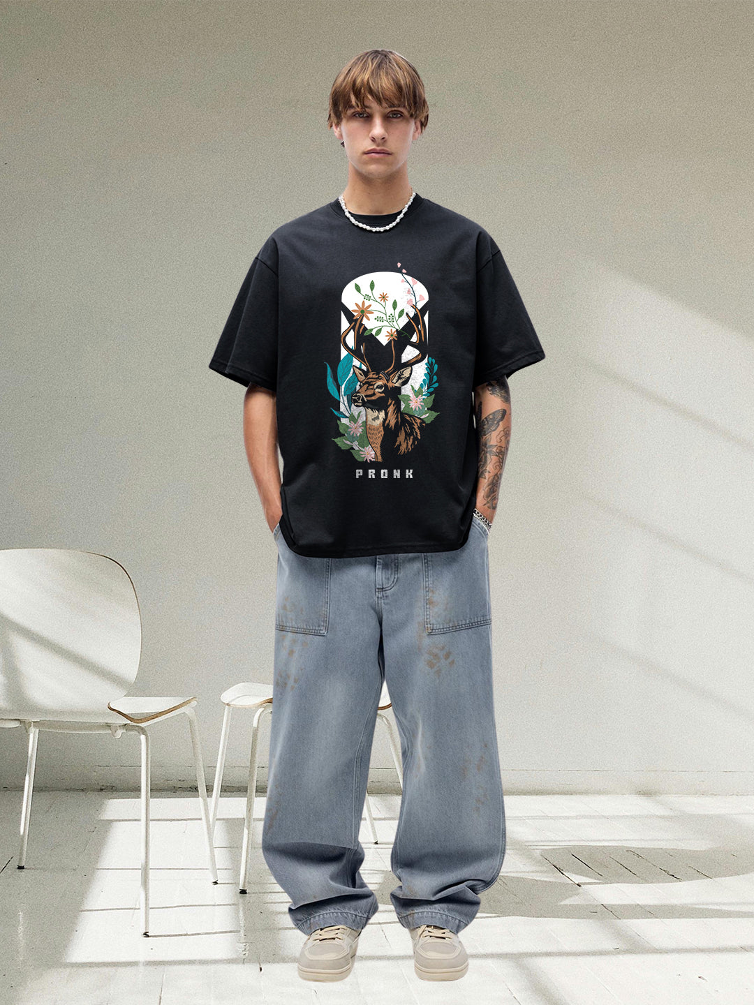 Wild Grace Men Graphic Printed Oversized  T-Shirt